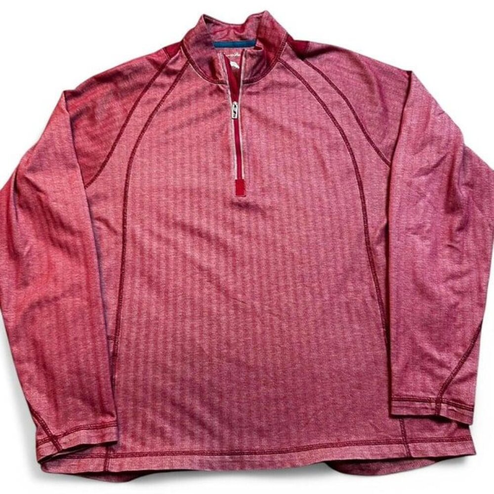 Tommy Bahama red‎ lightweight quarter zip longsleeve pullover large